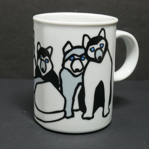 Marc Tetro Coffee Tea Mug Huskies Sled Dogs Blue Eyes Danesco Montreal Canada - Picture 2 of 5